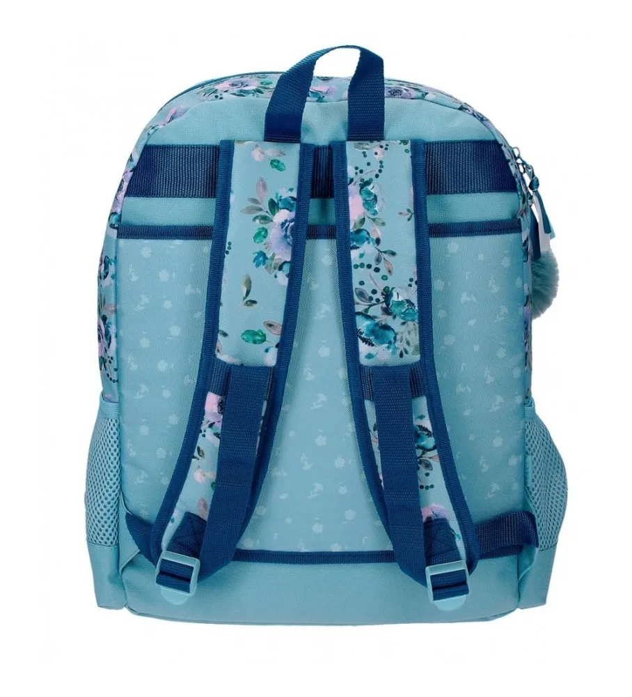 MOCHILA ESCOLAR MOVOM WILD FLOWERS ADAPTABLE DOS COMPARTIMENTOS AZUL 33X46X17CM
